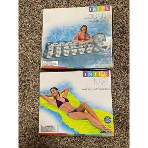 Intex Lounge Tote N Float Mat Zesty Lemon Yellow 90”x34” Pool Float Lot of 2